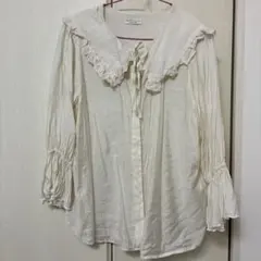 earth music&ecology 襟付きブラウス ベージュ