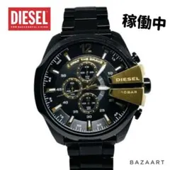 【稼働品】余りコマ付 ディーゼル メガチーフ 腕時計 DZ4338 黒金のサムネイル
