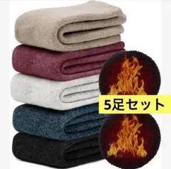 い*け様 靴下 5足セット　レディース 冬 ウールソックス 防臭 防寒保温 カジ