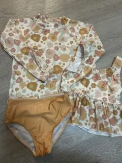 mewoo! 花柄セパレート水着 女の子用 120cm 3点セット