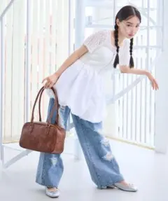 NICE CLAUP ダメージデニムワイドパンツのサムネイル