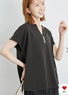 美品◆ロペピクニック キーネック パールブラウス　トップス