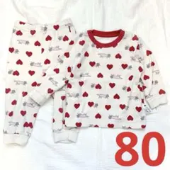 ユニクロ リサラーソン 長袖パジャマ サイズ80 ハート柄