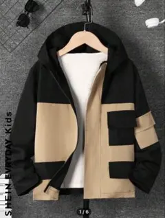 SHEIN カラーブロック フード付きジャケット