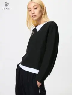 ★ユニクロ★ 3DコットンリラックスVネックセーター ニット トップス