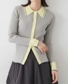 センスオブプレイス バイカラーエリツキコンパクトカーディガン