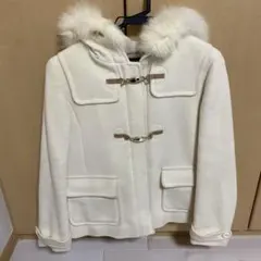 アイボリー ファー付きダッフルコート