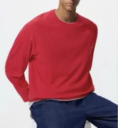 【タグ付き新品】ウォッシャブルコットンブレンドクルーネックセーター　赤