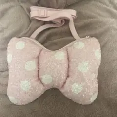 ディズニー ミニー スパンコール ショルダーバッグ ポシェット ピンク リボン