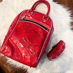 ダンスウィズドラゴン キャディバッグ エナメル DWD 金 赤 M601 ダンスウィズドラゴン キャディバッグ エナメル DWD 金 赤