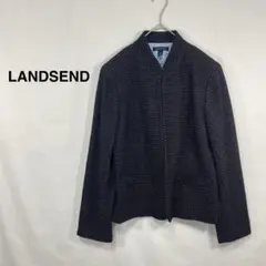 【ランズエンド】 ドット柄 スプリングホック ノーカラージャケット (M相当)