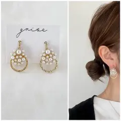 451 ゴールド　パール　ハンドメイド　ピアス　イヤリング　卒業式　入学式