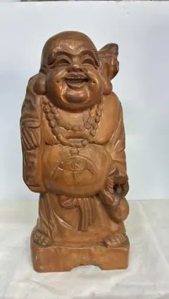 木彫 布袋様 置物 縁起物 彫刻 - メルカリ
