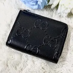 《美品》GUCCI グッチ GGエンボス L字ファスナー財布 コインケース