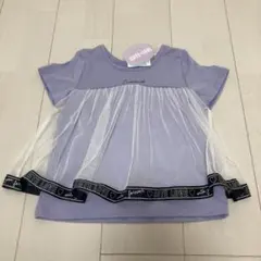 しまむら 半袖Tシャツ 紫 チュール付き CUTE LOVE 120cmのサムネイル