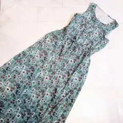 ショコラフィネローブ ワンピース ノースリーブワンピ ロング丈 グリーン系