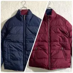 トミーヒルフィガー リバーシブル ダウンジャケット サイズL　ネイビー　ボルドー