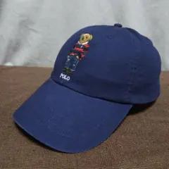 ポロ POLO キャップ 紺 ネイビー ポロベア ラルフローレン ポニー 古着