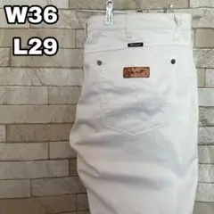 ラングラー デニム ジーンズ 刺繍ロゴ 革パッチ 白 ホワイト 36×29のサムネイル