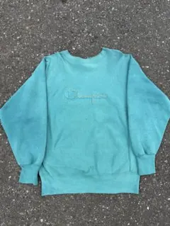 【希少カラー】90s チャンピオン リバースウィーブ 刺繍ロゴ ターコイズ L
