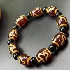 18CMブレスレット 黑瑪瑙7.5mm+紅瑪瑙菩提天珠12.3*15.5mm