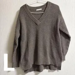 LOWRYS FARM Vネックニット セーター ブラウン ゆったり 秋冬 人気