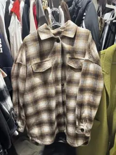 ブラウン チェック フランネルシャツ