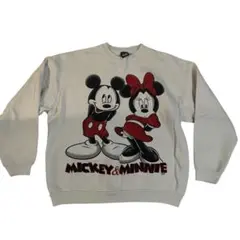90sヴィンテージ ミッキー&ミニー スウェット 白 XL相当 裏起毛