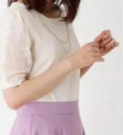 index インデックス★袖チュールレース サマーニット