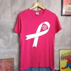 US古着 フルーツオブザルーム ピンクリボン チャリティー Tシャツ S