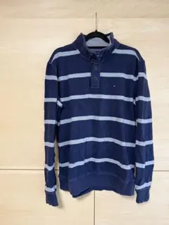 TOMMY HILFIGER ネイビー グレー ストライプ トレーナー L