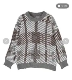 miette 配色チェックニットプルオーバー