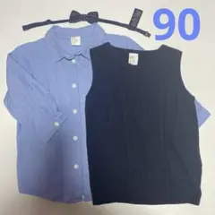 【H&M3点】洗濯可　青系フォーマル　90サイズ