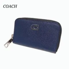 【COACH】エッセンシャルスモールジップアラウンド ブルー ミニウォレット