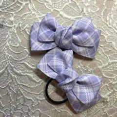 薄紫リボンヘアゴム 2個セット