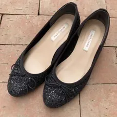 kaori plus+ グリッターパンプス バレエシューズ23.5cm 黒