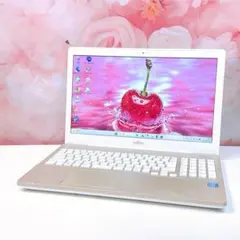 快速SSD256GB☆美しいゴールドノートパソコン♪第7世代！カメラ！Win11