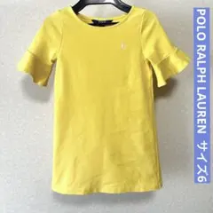 ポロラルフローレン フレア袖 ワンピース 6 イエロー ポロ刺繍