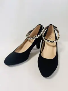 ブラック アンクルストラップ ハイヒール