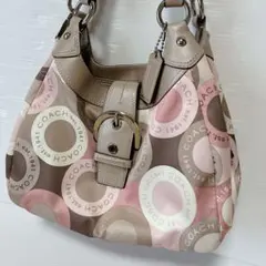 COACH ソーホー オプアート ドット ワンショルダーバッグ ピンク ベージュ