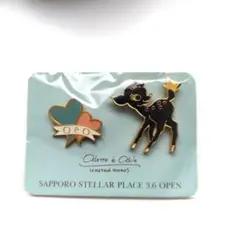 オデットエオディール　可愛い子鹿とハートのピンバッジ