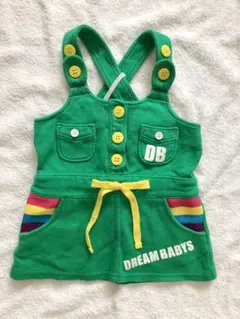 80cm DREAM BABYS ジャンバースカート 緑　レインボー　カラフルのサムネイル