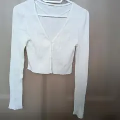 GU ホワイト　UVカットクロップド　カーディガン