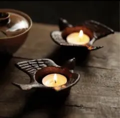 アンティーク調 ツバメ キャンドルホルダー 鋳物アイアン 燭台 雑貨 d