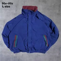 90s配色ナイロンブルゾン身幅広めボックスシルエットL古着ストリート