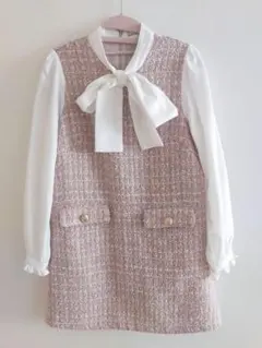 Ank Rouge ツイードワンピース ピンク