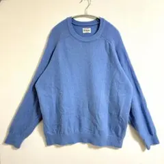 Yonetomi 米富繊維 クルーネックニット ウール ブルー 日本製 4