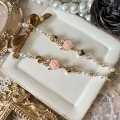 ♪❤️ 薔薇　パール　メガネチェーン　メガネストラップ　マスクチェーン