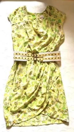 [トレイシー リース]花柄 シルク100%ドレープワンピース　おまけスリップ付き