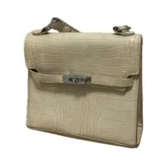 アイボリー クロコダイル風ハンドバッグ